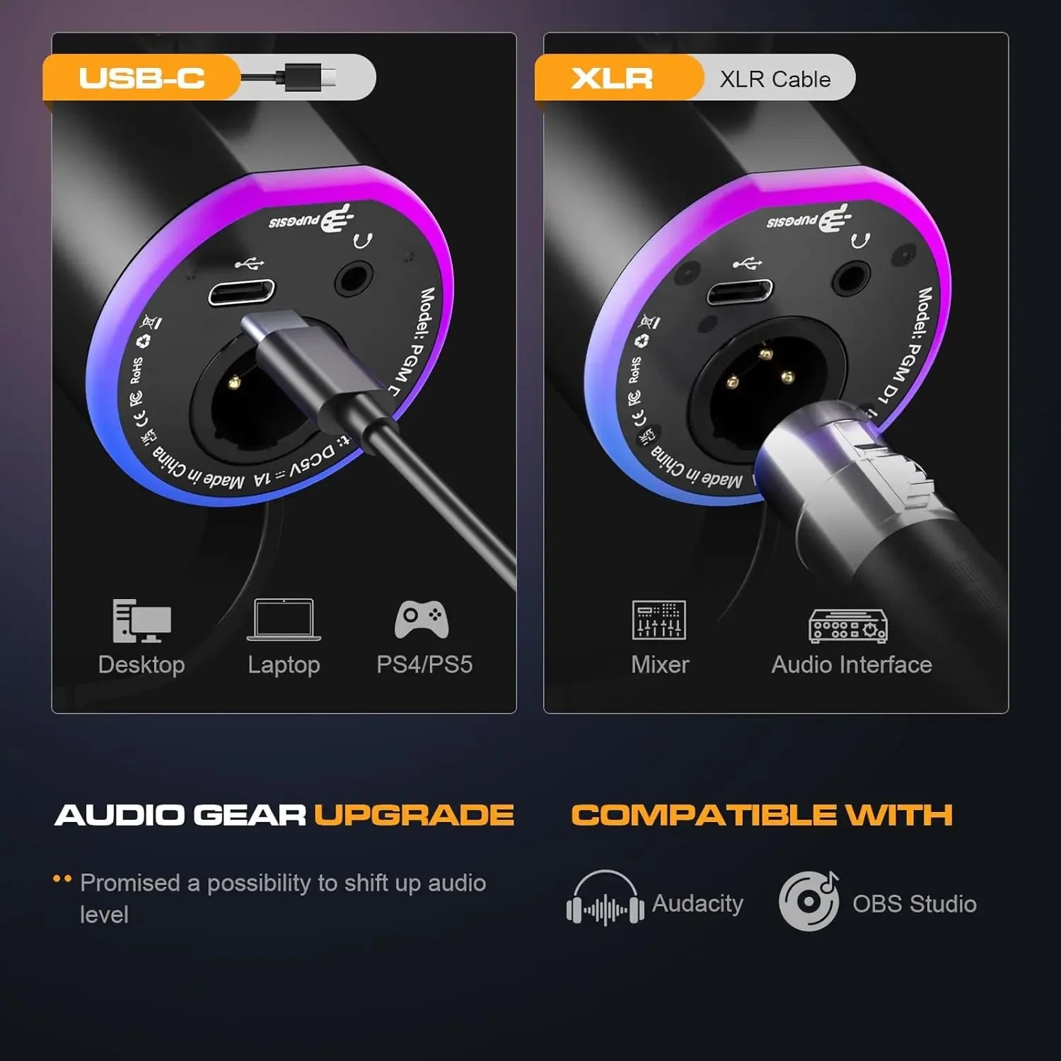 Kit Micrófono Gaming XLR/USB con Brazo y RGB