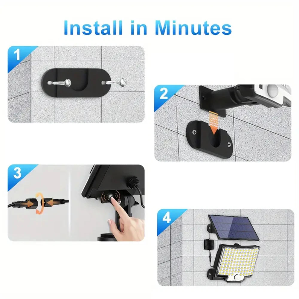 Luces Solares LED 106 con Sensor de Movimiento y Control Remoto