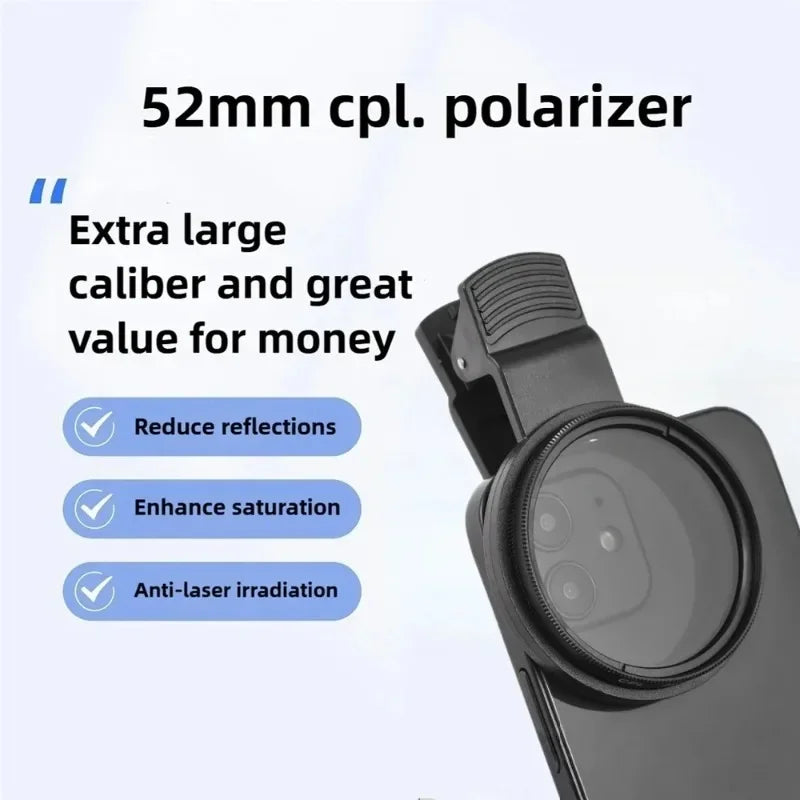Filtro CPL Polarizador Universal de 52mm para iPhone y Android