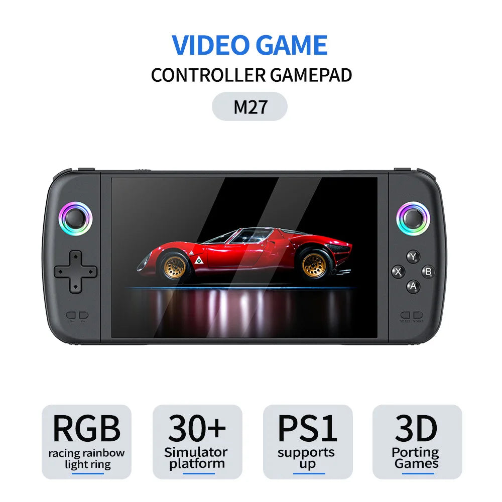 Consola de Juegos Portátil M27, 128G, Más de 30000 Juegos, Pantalla IPS de 7 Pulgadas