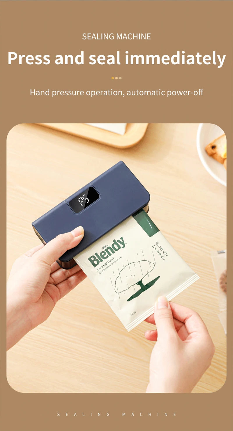 Mini sellador de bolsas térmico recargable para empaque de alimentos