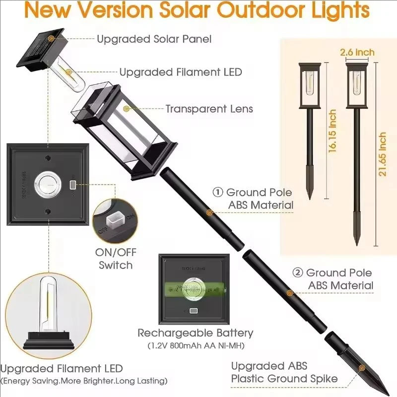 Luces Solares de Camino para Jardín Impermeables IP65, Pack de 1 a 6