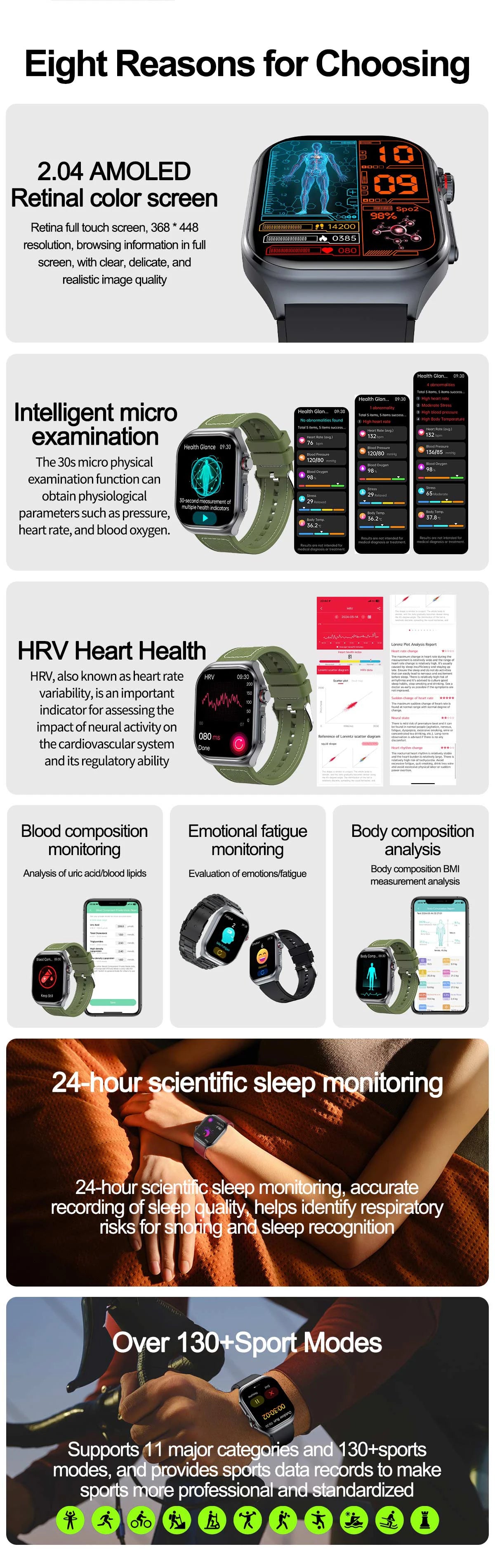 LIGE ET585 Reloj Inteligente AMOLED ECG