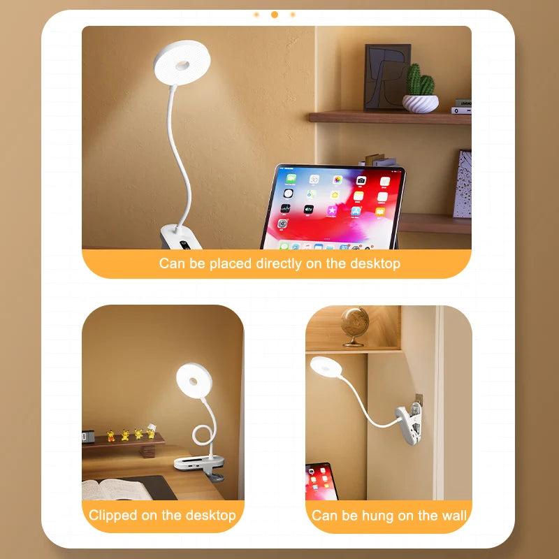 Lámpara LED de Escritorio con Clip, Atenuación y Timer