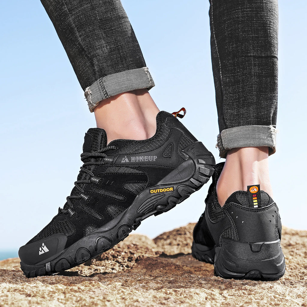Zapatos de senderismo HIKEUP para hombre, zapatos de exterior de piel de ante, zapatillas tácticas resistentes al desgaste para senderismo, caminar y cazar