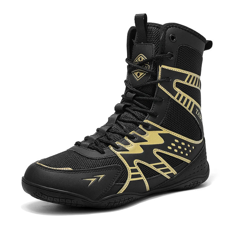 Zapatillas de boxeo y lucha unisex con suela antideslizante y protección del tobillo