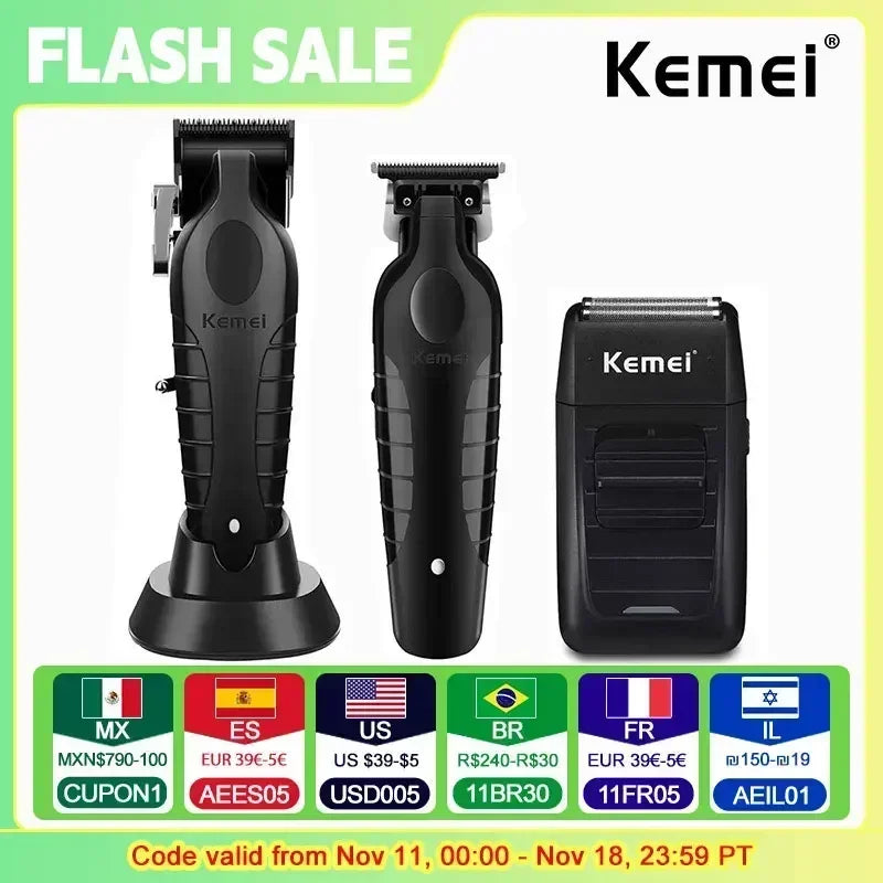 Kit de Cortadora de Pelo Profesional, Modelos KM-2299, KM-2296, KM-1102