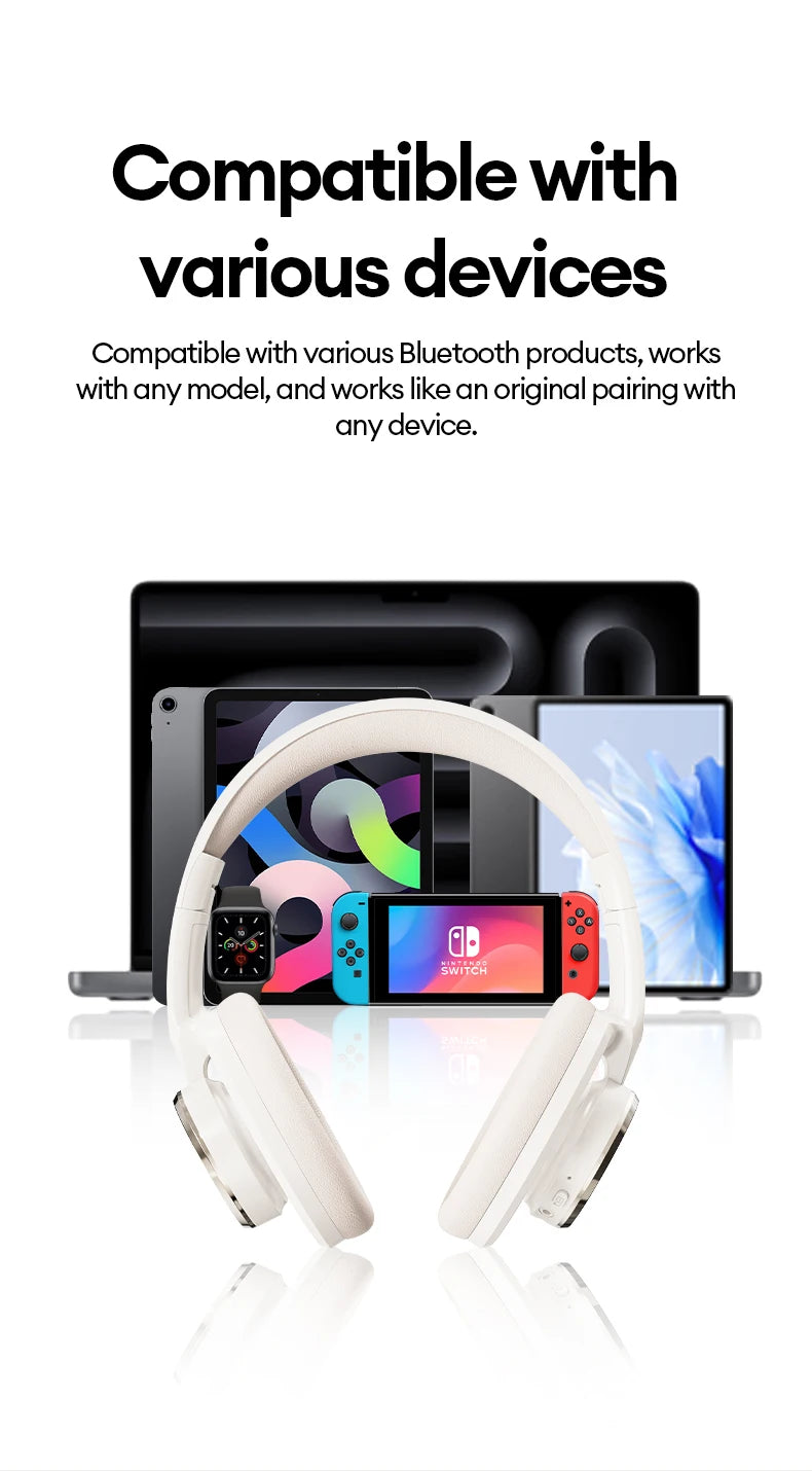 Choice Lenovo Auriculares para juegos inalámbricos Bluetooth 6.0, auriculares plegables deportivos sobre la oreja con micrófono HD, regalos LS116