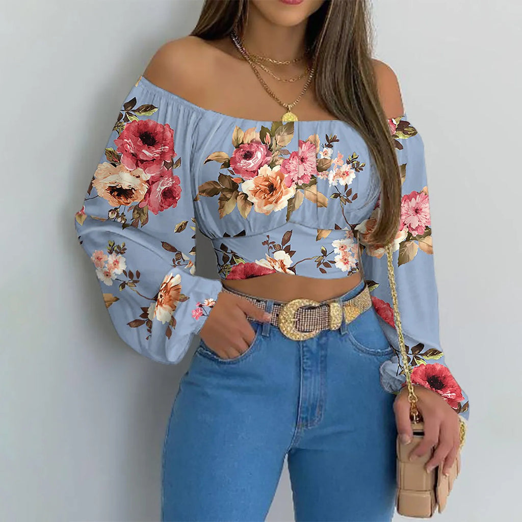 Blusa con Hombros Descubiertos y Lazo de Manga Larga