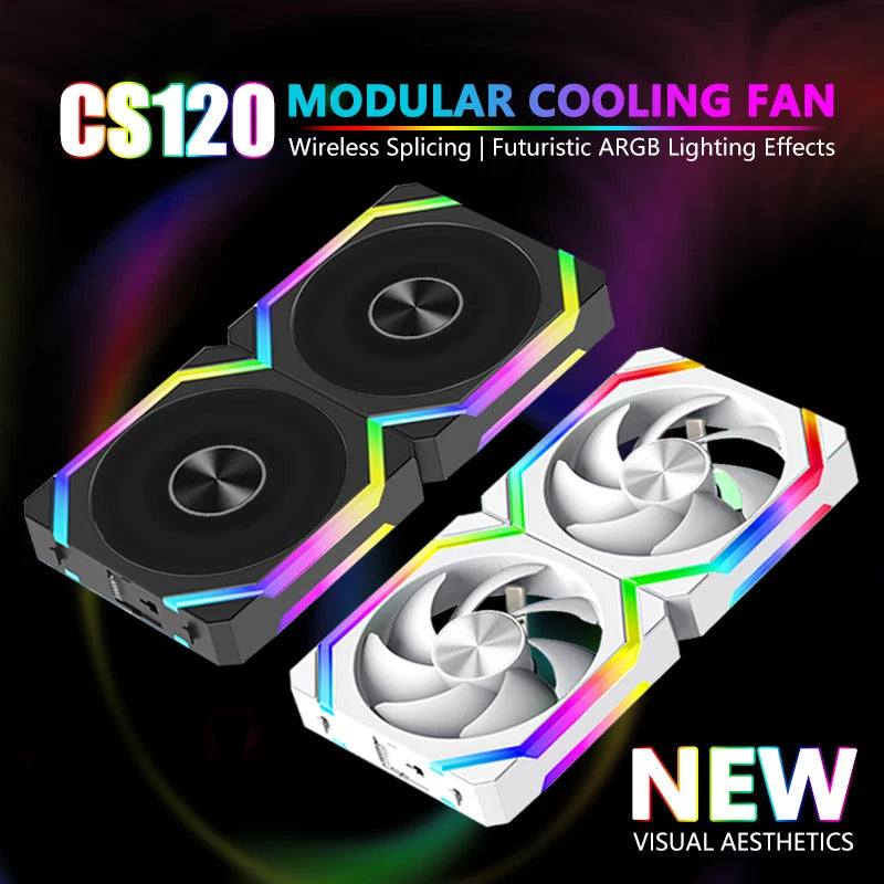 JUMPEAK CS120 ARGB ventilador de refrigeración 360mm 240mm Modular apilable empalme PWM silencioso 120mm RGB ventiladores para juegos PC caja enfriador de agua