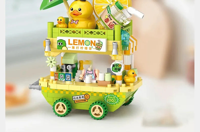 LOZ-8855 puesto en la carretera tienda de aperitivos tienda de postres tienda de helados micropartículas vista a la calle modelo bloques de construcción para niños