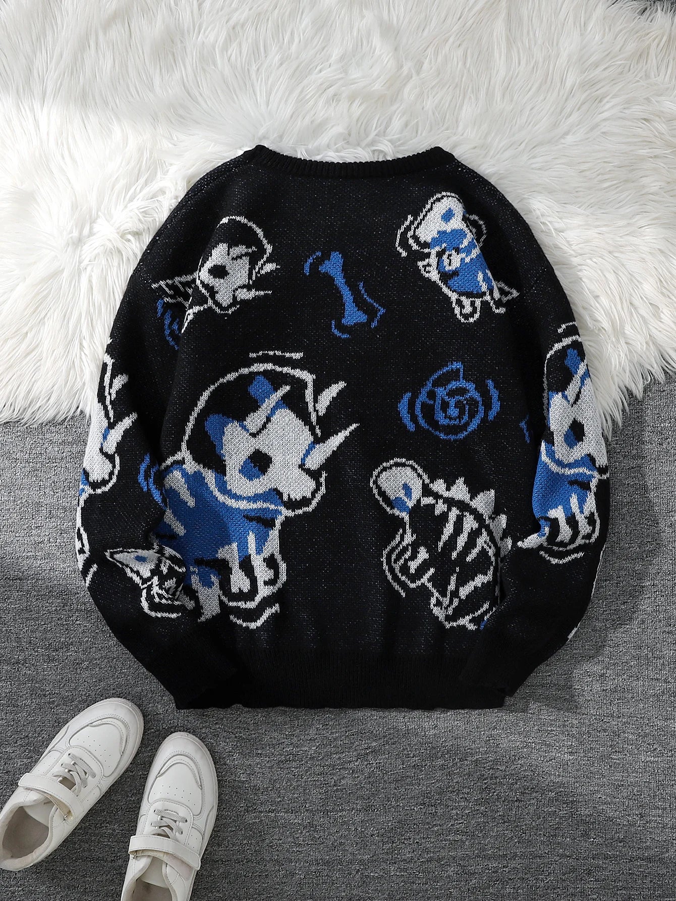 Suéter de Punto Jacquard Dragon Roar, Cuello Redondo para Hombre