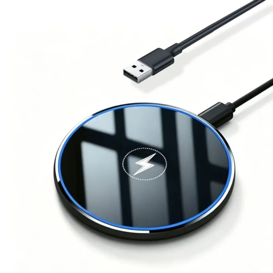Cargador Inalámbrico de Escritorio con Luz LED para iPhone 17 16 15 14 13 12 Pro Max, Airpods Pro, Estación de Carga Rápida para Samsung Xiaomi