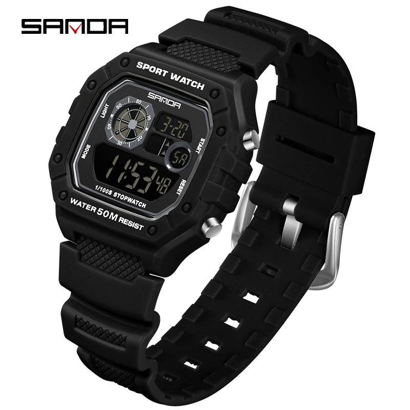 Reloj Digital SANDA 2202 para Hombre, LED Deportivo Impermeable 5 Bar