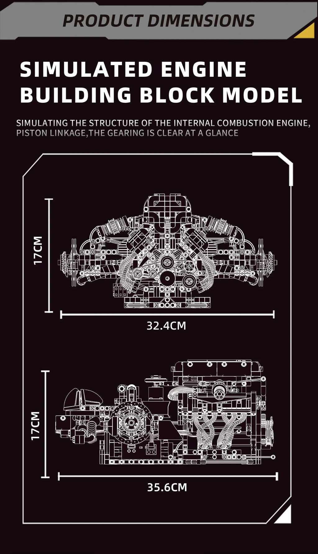 Juego de modelos de ensamblaje de bloques de construcción de motor V12 de 1610 Uds.-Kit MOC programable con control remoto por aplicación con luces y pulverización