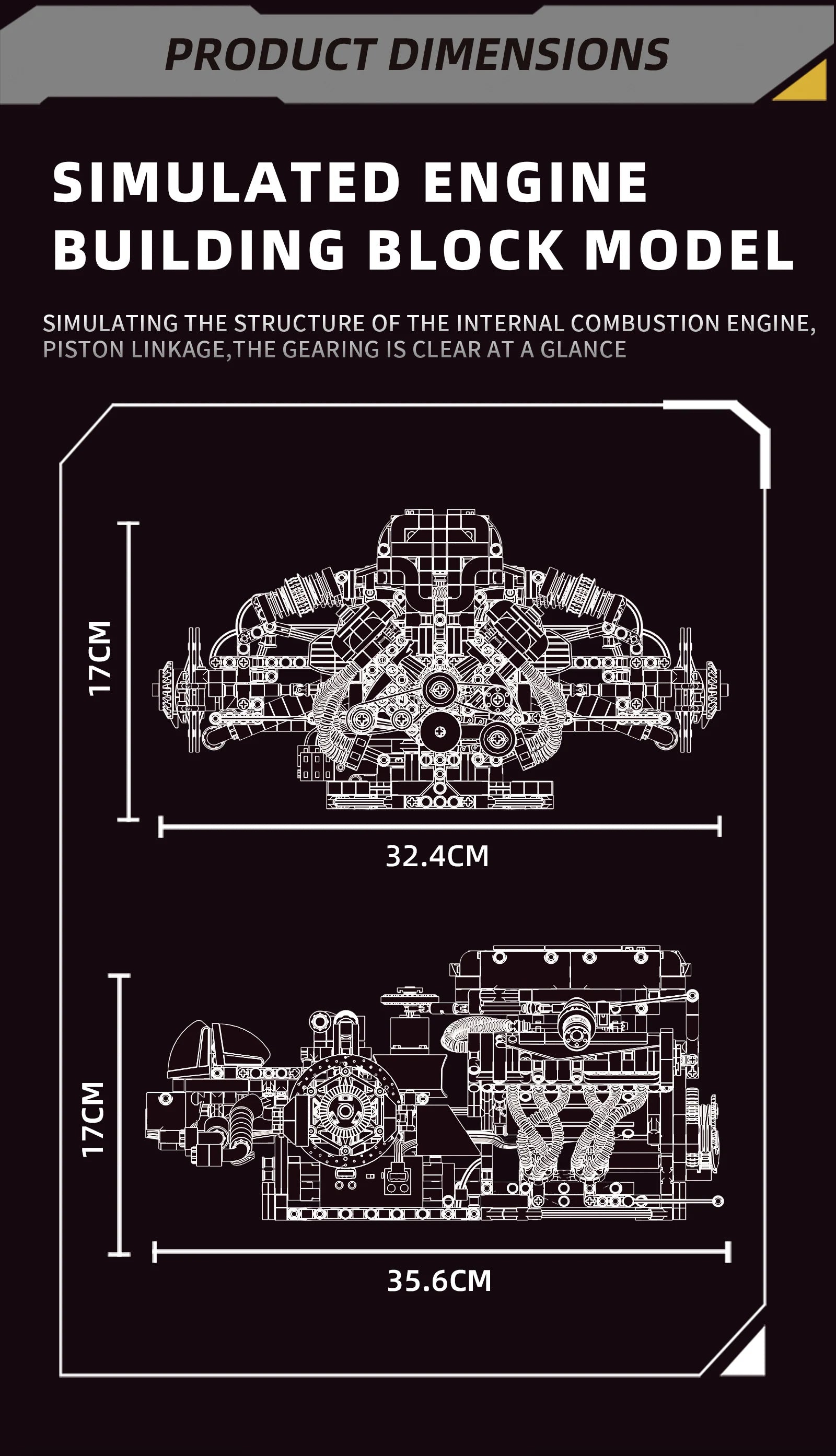 Juego de modelos de ensamblaje de bloques de construcción de motor V12 de 1610 Uds.-Kit MOC programable con control remoto por aplicación con luces y pulverización