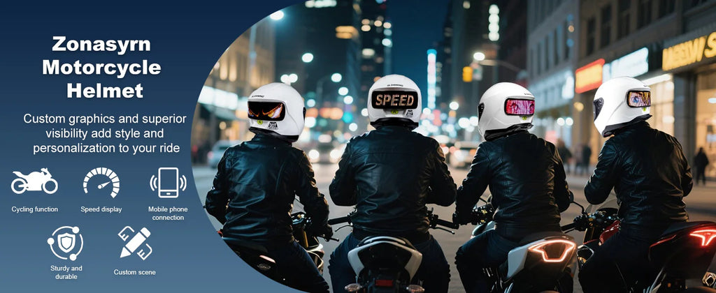 Cascos de Motocicleta SLSHINING con Pantalla LED, Luz Trasera Recargable con Control por Aplicación, para Hombres y Mujeres