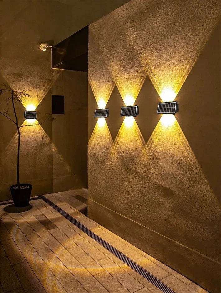 Lámpara Solar de pared para exteriores, luz LED Solar impermeable hacia arriba y hacia abajo, iluminación luminosa, luces decorativas para balcón, patio y jardín