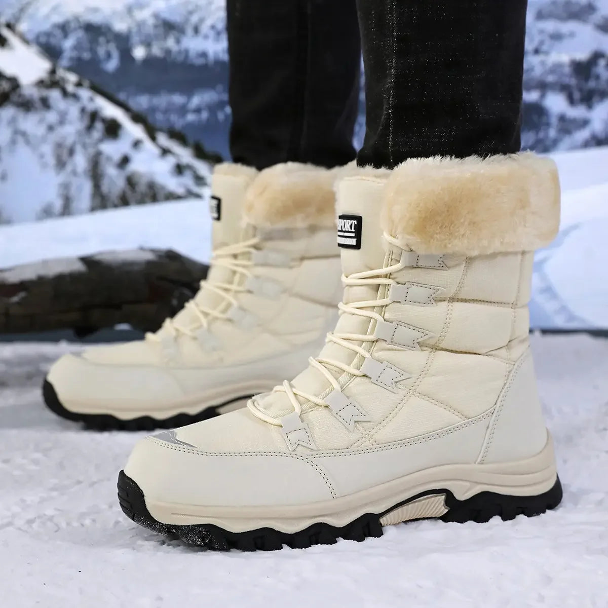 Botas de nieve para mujer forradas de felpa antideslizantes y cálidas