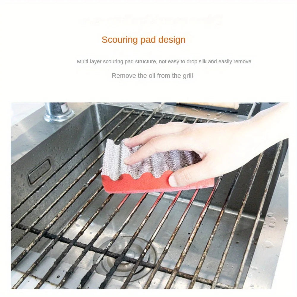 Estropajo de Doble Cara, Grueso y Anti-Rayaduras, para Parrilla Exterior, Fregadero de Cocina, Utensilios Metálicos, Estropajo de Limpieza de Alta Resistencia, Cepillo de Limpieza
