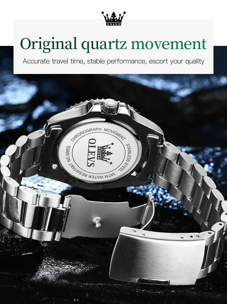 Reloj de Cuarzo Deportivo OLEVS para Hombre Resistente al Agua