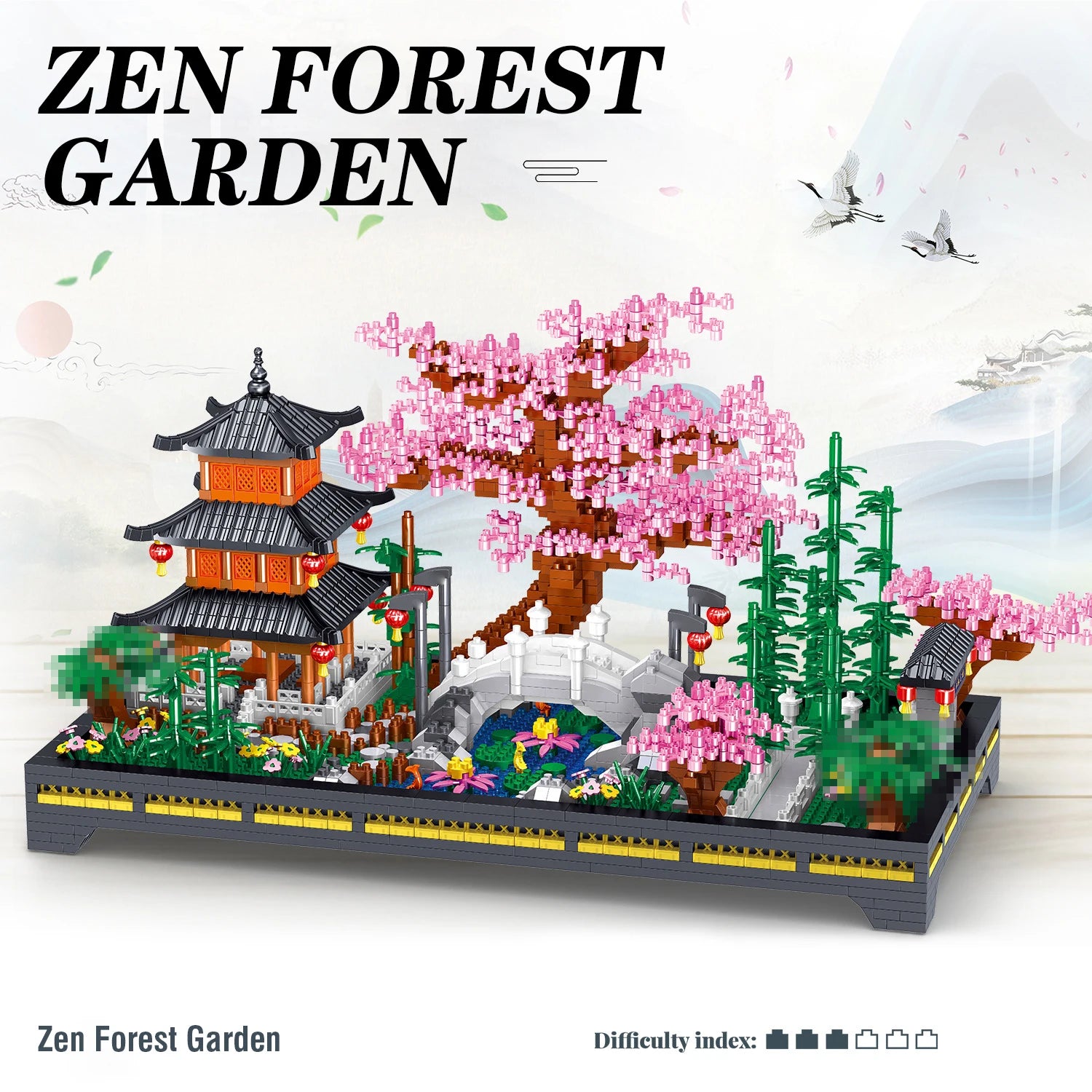 Set de Bloques de Construcción Jardín Zen 2805 Piezas DIY