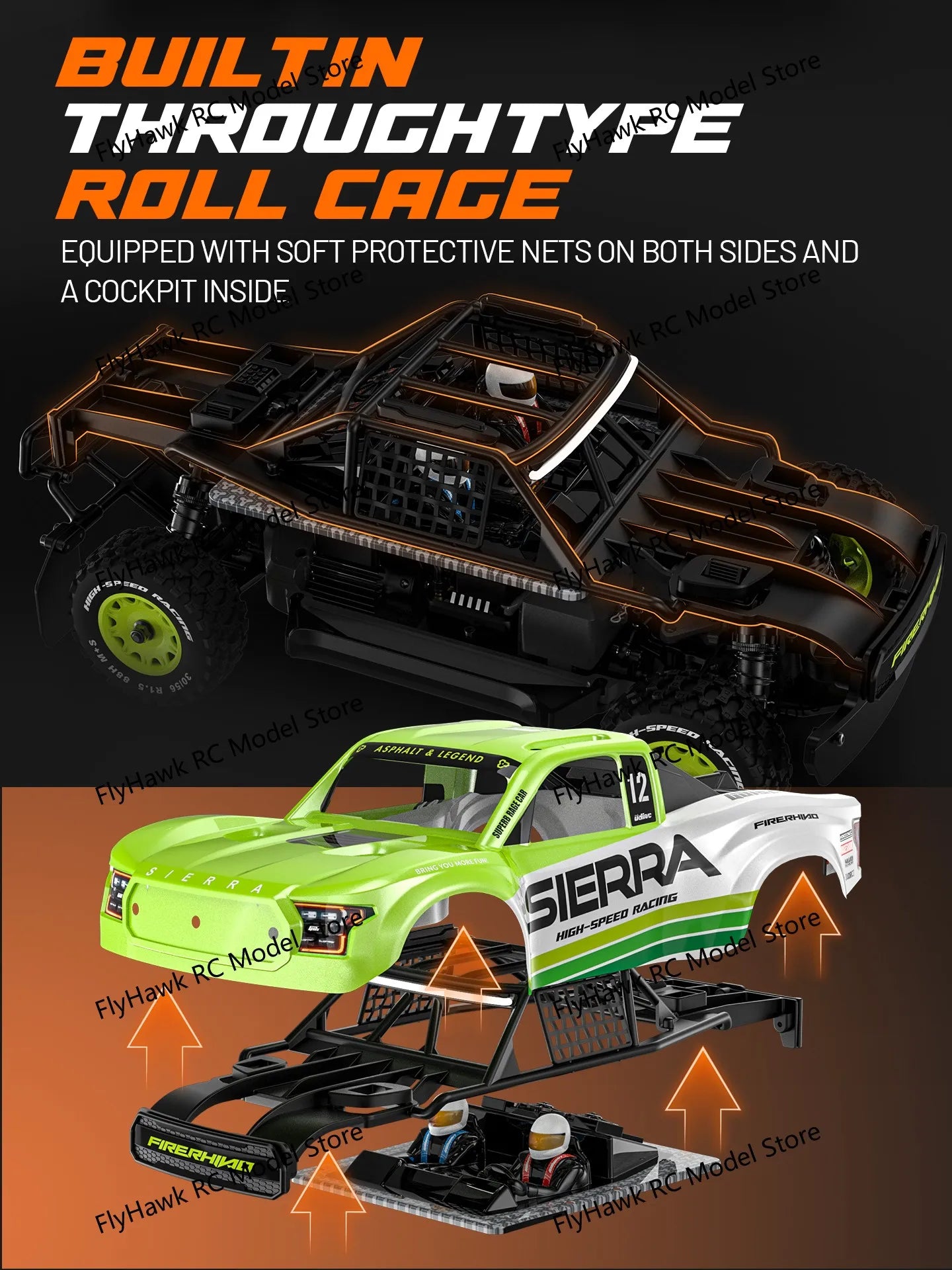 UDIRC Coche de Carreras Todoterreno de Alta Velocidad a Escala 1/12 SIERRA UD1203PRO 4WD, Buggy RC sin Escobillas para Desierto, Modelo de Hobby con Control Remoto para Adultos