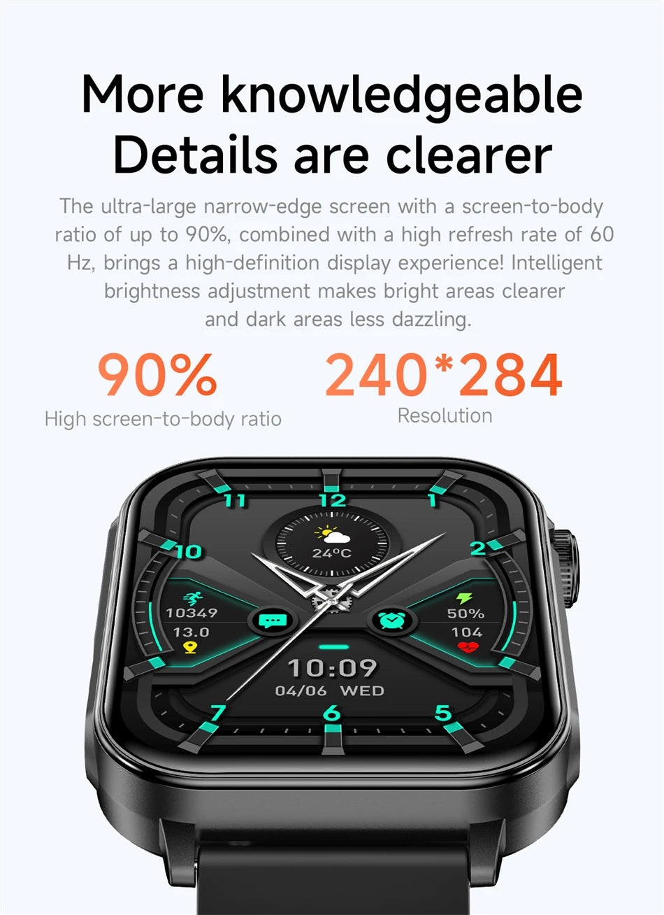 Smartwatch LIGE con llamadas Bluetooth, monitor de salud y carga rápida tipo C