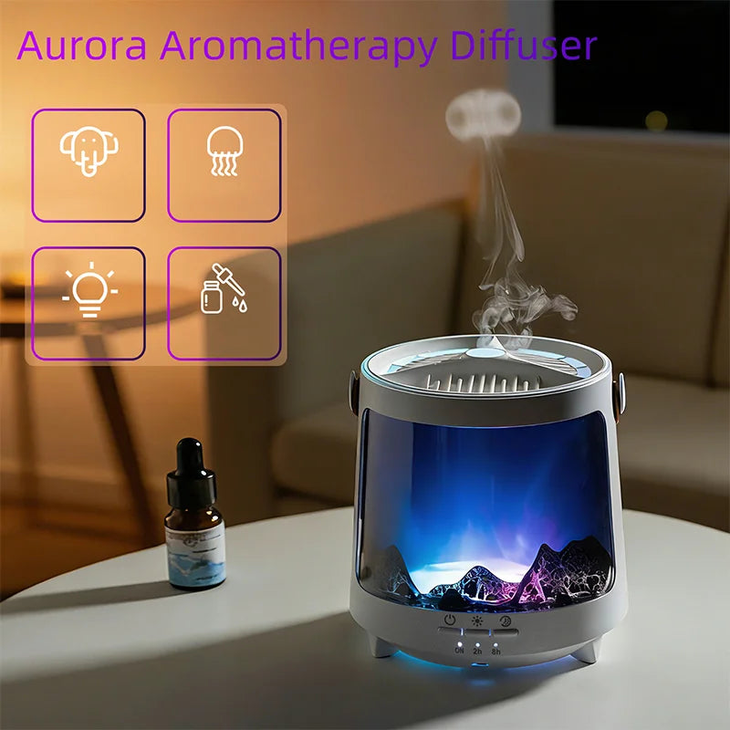 Difusor de aromas y humidificador con efecto aurora, control remoto, 300 ml