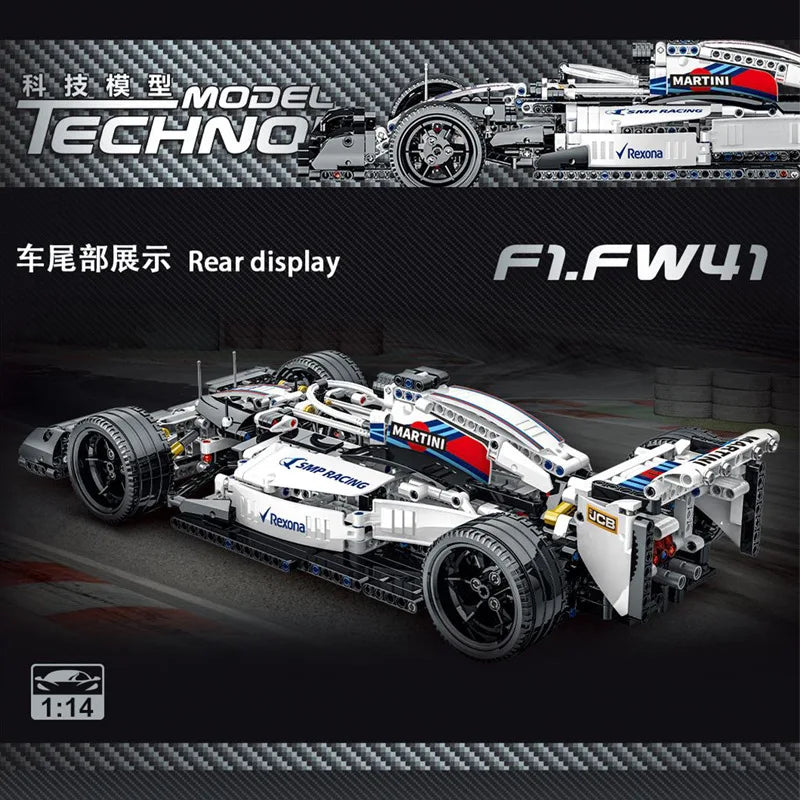 1152 piezas técnicas 023004   Coches de fórmula F1, bloques de construcción, coches de carreras deportivos, súper modelo, Kits de ladrillos, juguetes para niños, regalos