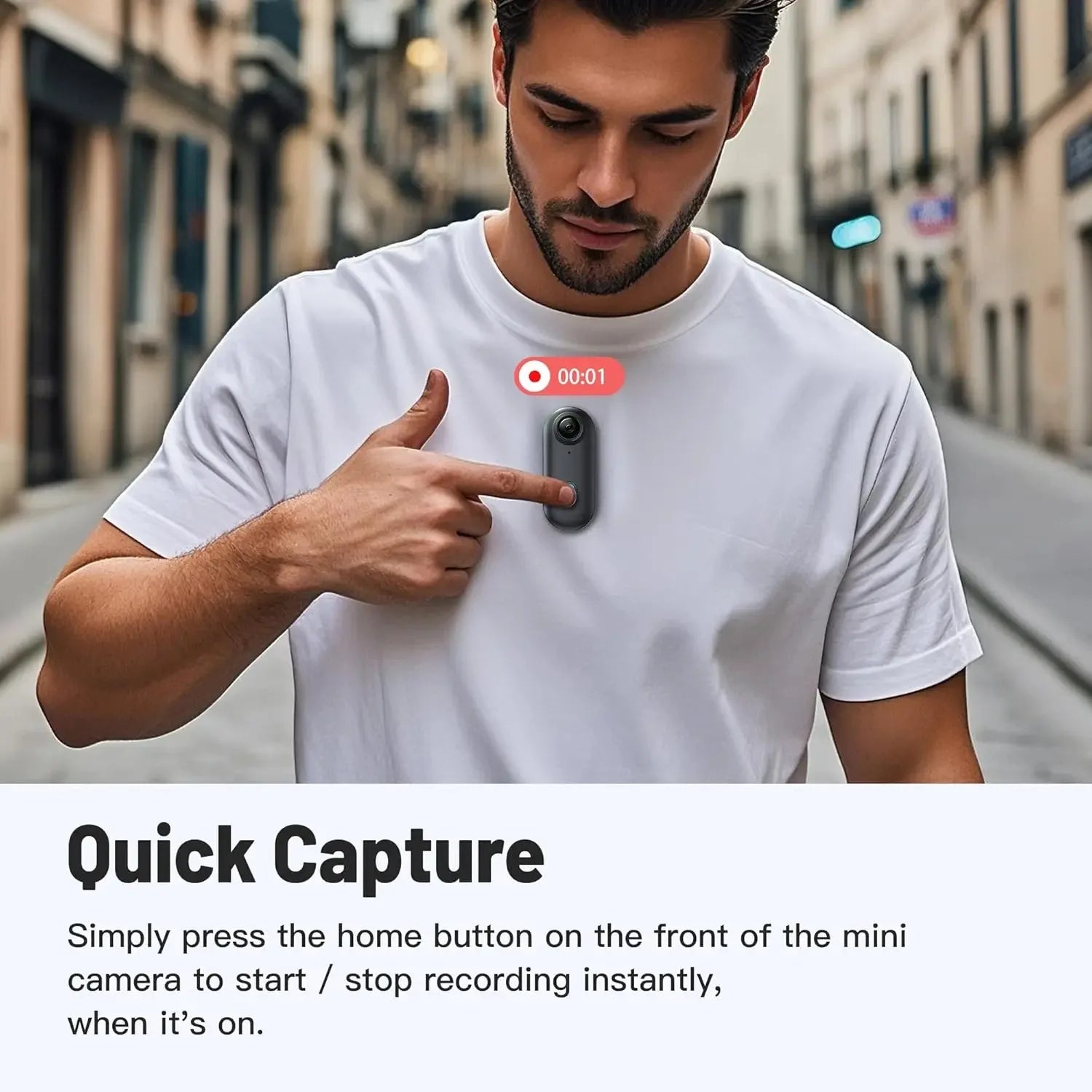 Mini Bodycam 4K WiFi Sumergible 30M para Vlog