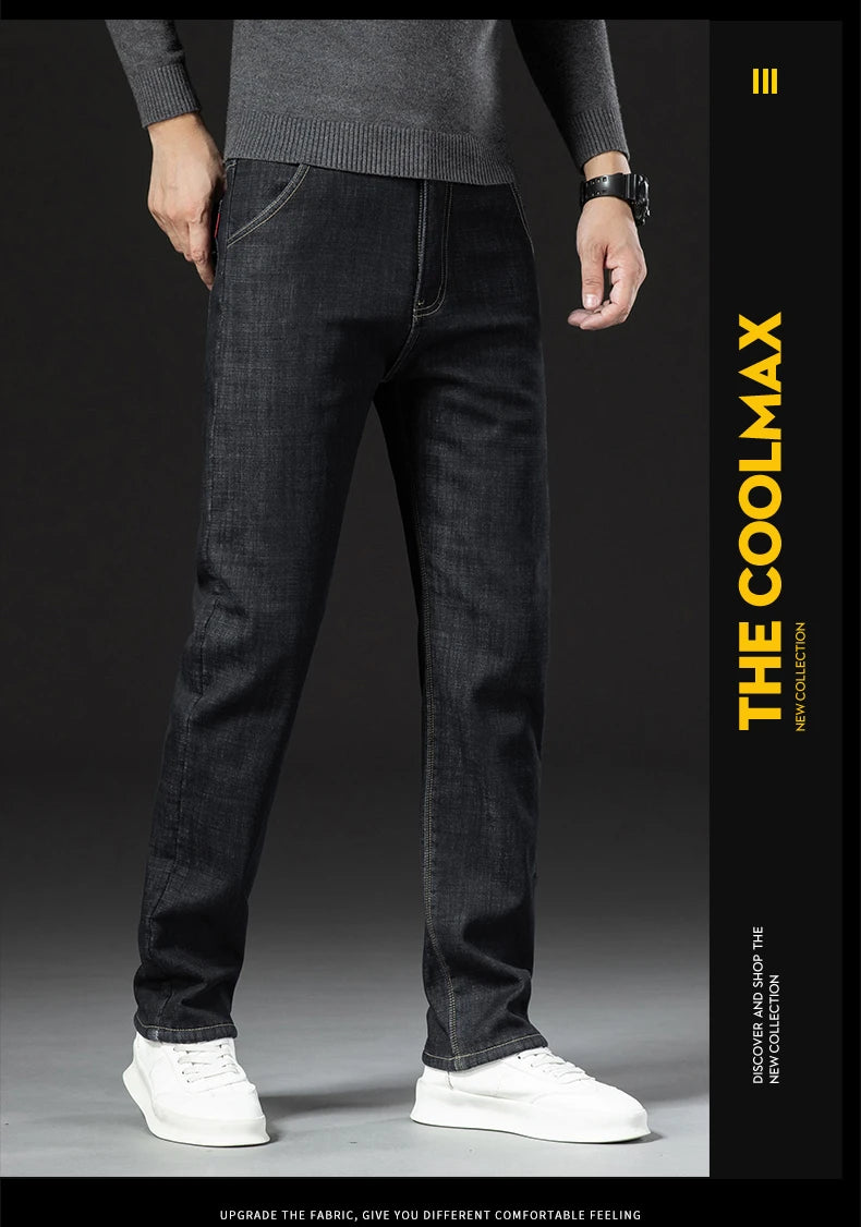 Pantalones Vaqueros de Invierno para Hombre, Forro de Cordero, Talla Grande