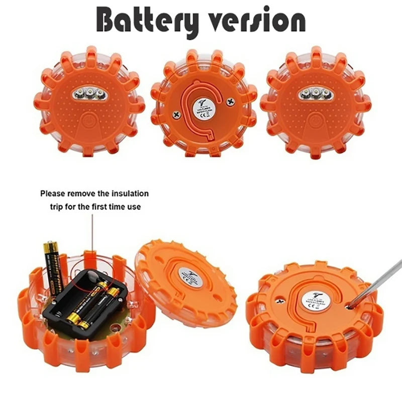 Luz LED de advertencia con batería integrada, lámpara intermitente de seguridad para salpicadero, luz estroboscópica portátil, 9 modos, 1/2/3/4/6/8/10/12 piezas