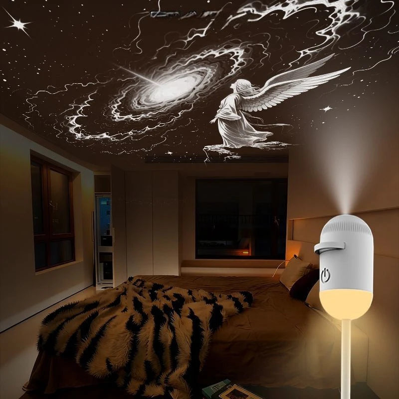 Mini proyector de estrellas galaxia con luz nocturna 2 en 1 y rotación 360°