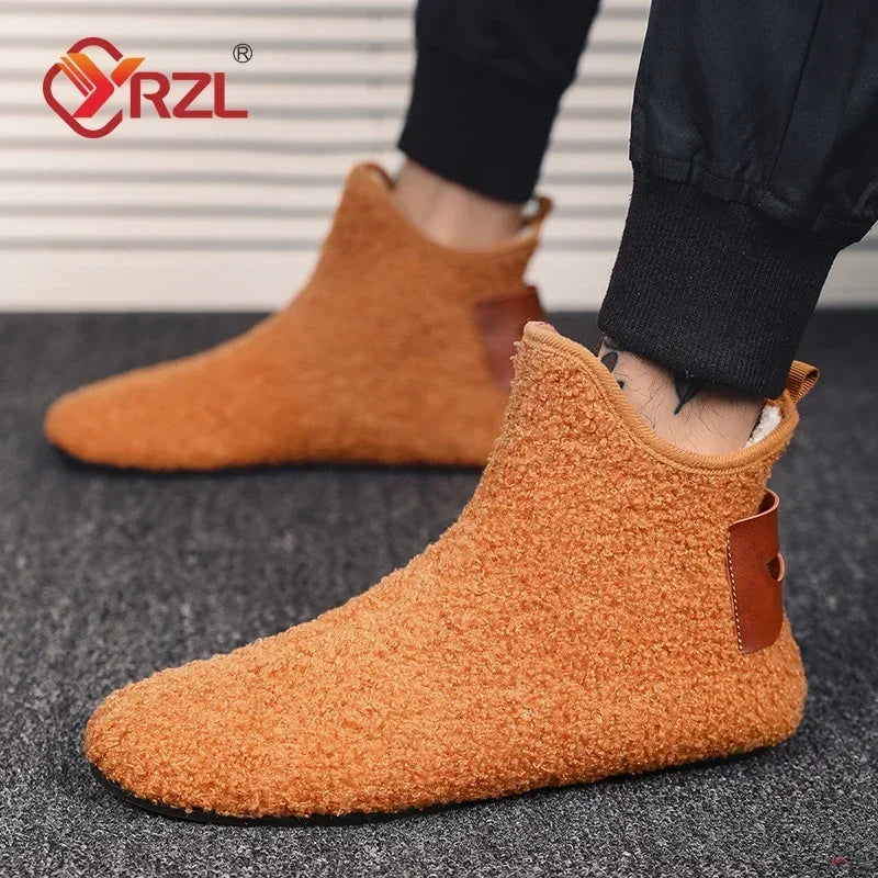 YRZL, zapatos de algodón de invierno para hombre, zapatillas ligeras sin cordones de alta calidad, mocasines de algodón de felpa para interiores, zapatos cálidos de invierno para hombre