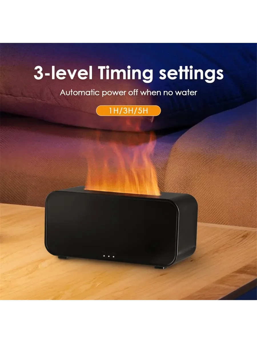 Humidificador Difusor de Aromas, Aceites Esenciales, Mini Humidificador con Llama Automática, Difusor de Fragancias para el Hogar con Luz LED