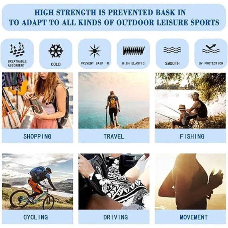6 Mangas Protectoras para Tatuajes Unisex, Protección Solar UV, Mangas con Estampado de Tatuajes para Ciclismo al Aire Libre