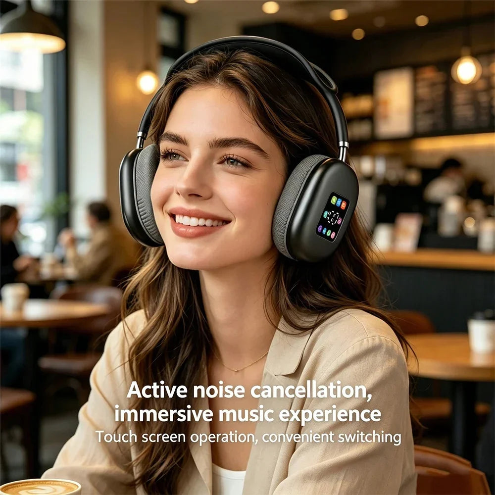 Auriculares Bluetooth 5.3 ANC Pantalla Color Radio FM