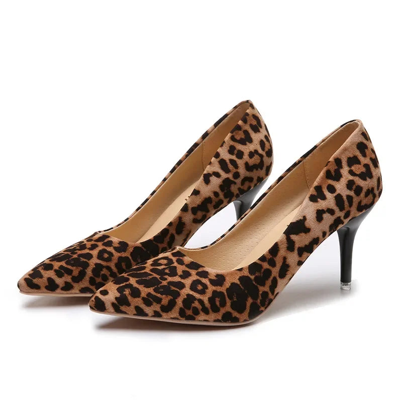 Sandalias de Tacón Alto Estampado Leopardo para Mujer | Punta Fina