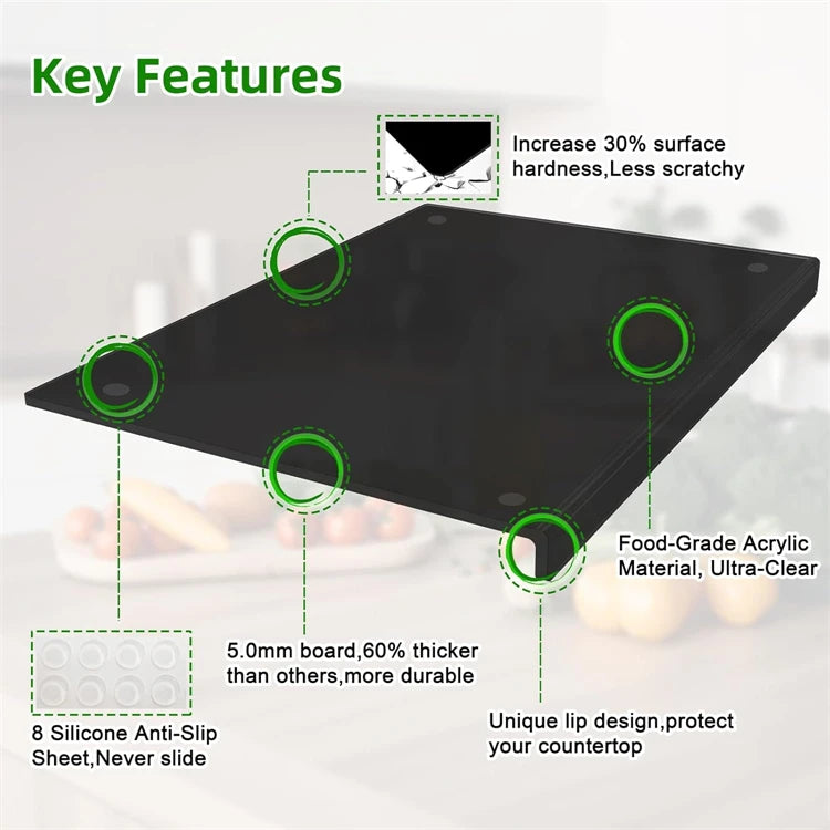 Tabla de cortar acrílica LMETJMA con labio, tabla de cortar antideslizante para Protector de encimera, tabla de cortar de cocina duradera JT324