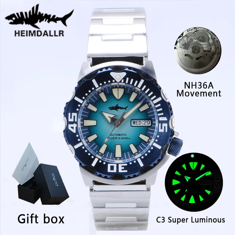 Reloj de Buceo Mecánico HEIMDALLR V2 Monster, Cristal Zafiro, NH36A, 20 Bar