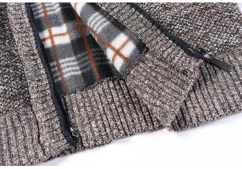 Otoño Invierno cálido cárdigan hombres suéteres de lana chaquetas con cremallera completa Slim Fit marca de lujo suéter tejido abrigo Jersey americano