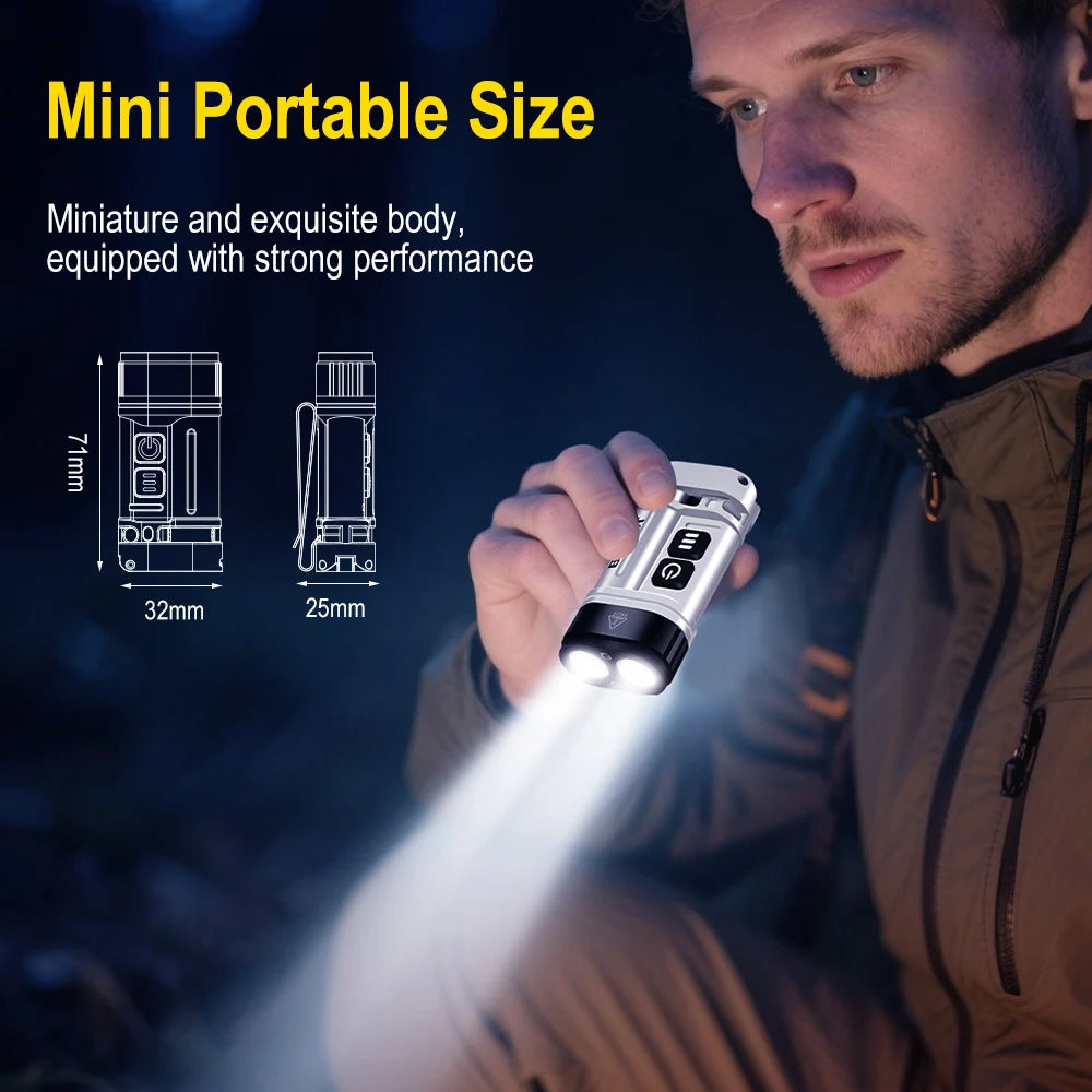 Linterna EDC LED 880LM BORUiT U10 con Imán, Clip y RGB IPX4