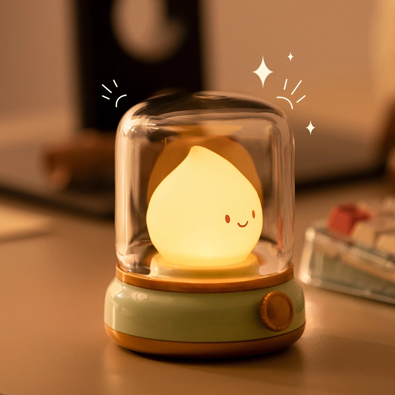Luz nocturna con forma de vela, bonita lámpara de llama, luz decorativa LED de escritorio, luz nocturna recargable por USB, regalo creativo para dormitorio para niños