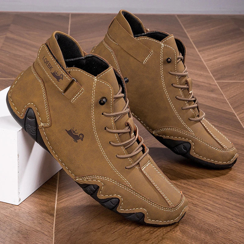 Zapatos informales de cuero, zapatillas de deporte para hombre, mocasines para caminar al aire libre, calzado cómodo, botas de lujo para hombre
