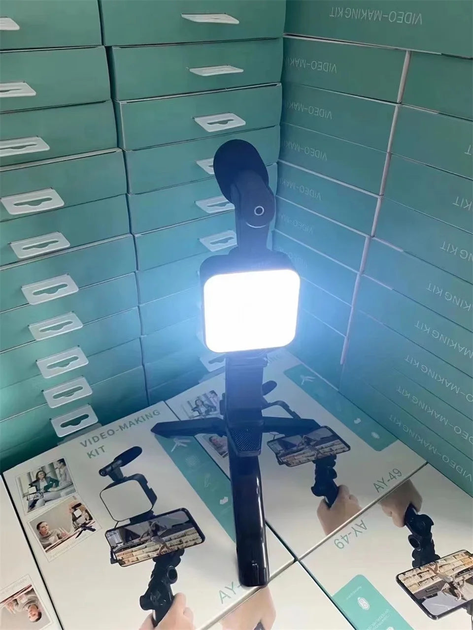 Kit de vlogging para teléfono inteligente con trípode, soporte para teléfono, Mini micrófono, luz de relleno LED, arrancador para TikTok, transmisión en vivo, vídeo, YouTube
