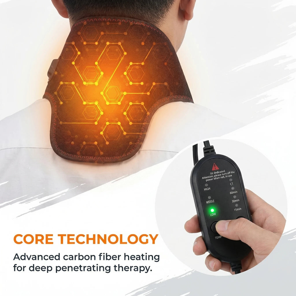Cinturón masajeador eléctrico con calor para el cuello, con 3 niveles de temperatura ajustables para calidez y relajación, soporte para masaje cervical