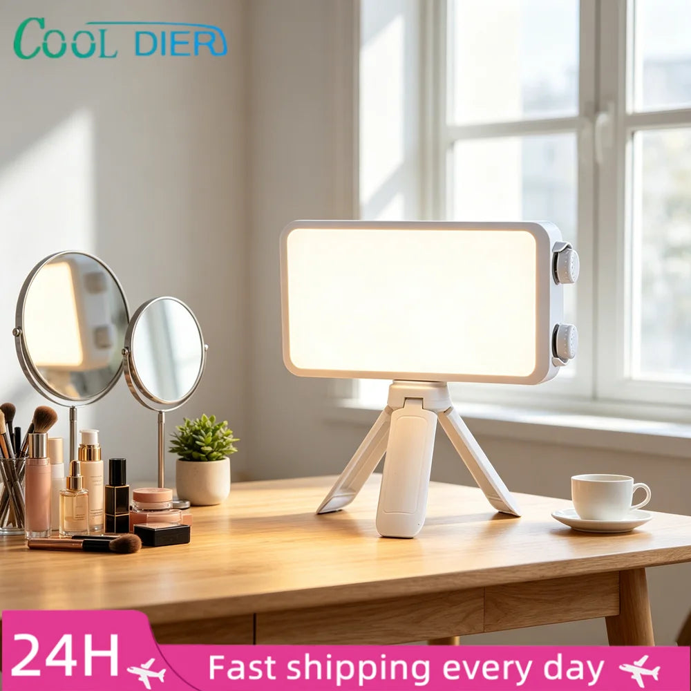 Luz de relleno portátil de 40W, luz de bolsillo para selfies, luz LED suave para fotografía exterior, luz de belleza con ventilador, luz superior para cámara
