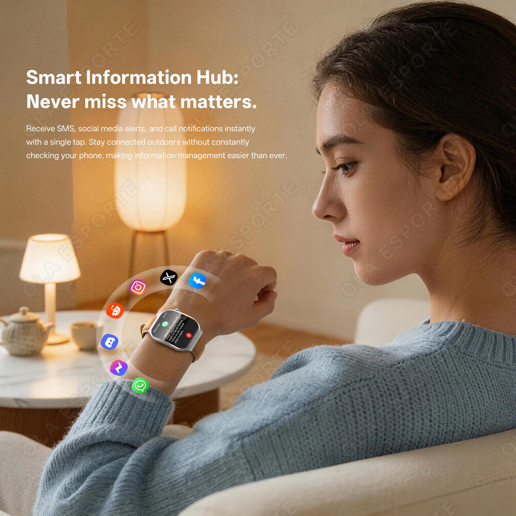 Nuevo Reloj Inteligente para Mujer con Pantalla Curva de 2.01'' AMOLED HD Táctil, Bluetooth 5.3, Llamadas de Voz, Reloj Inteligente Deportivo para Hombre y Mujer Hw12
