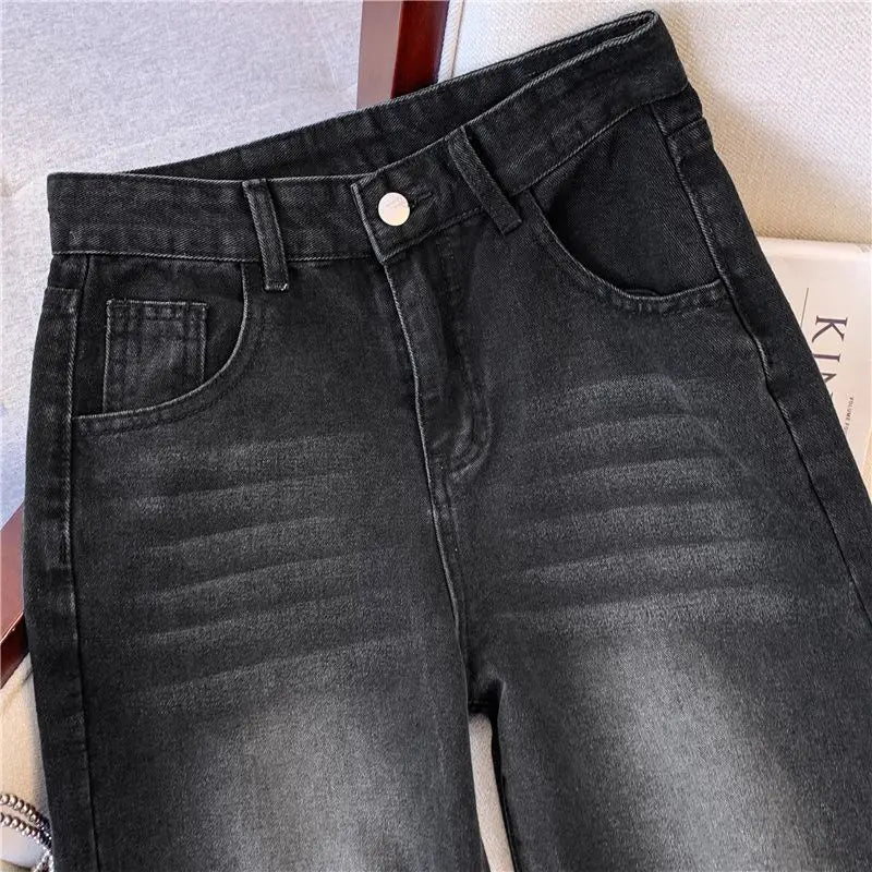 Pantalones Vaqueros Rectos de Lana Gruesa para Mujer, Terciopelo, Invierno